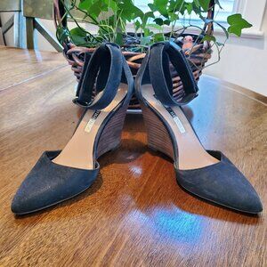 Black Leather Wedges